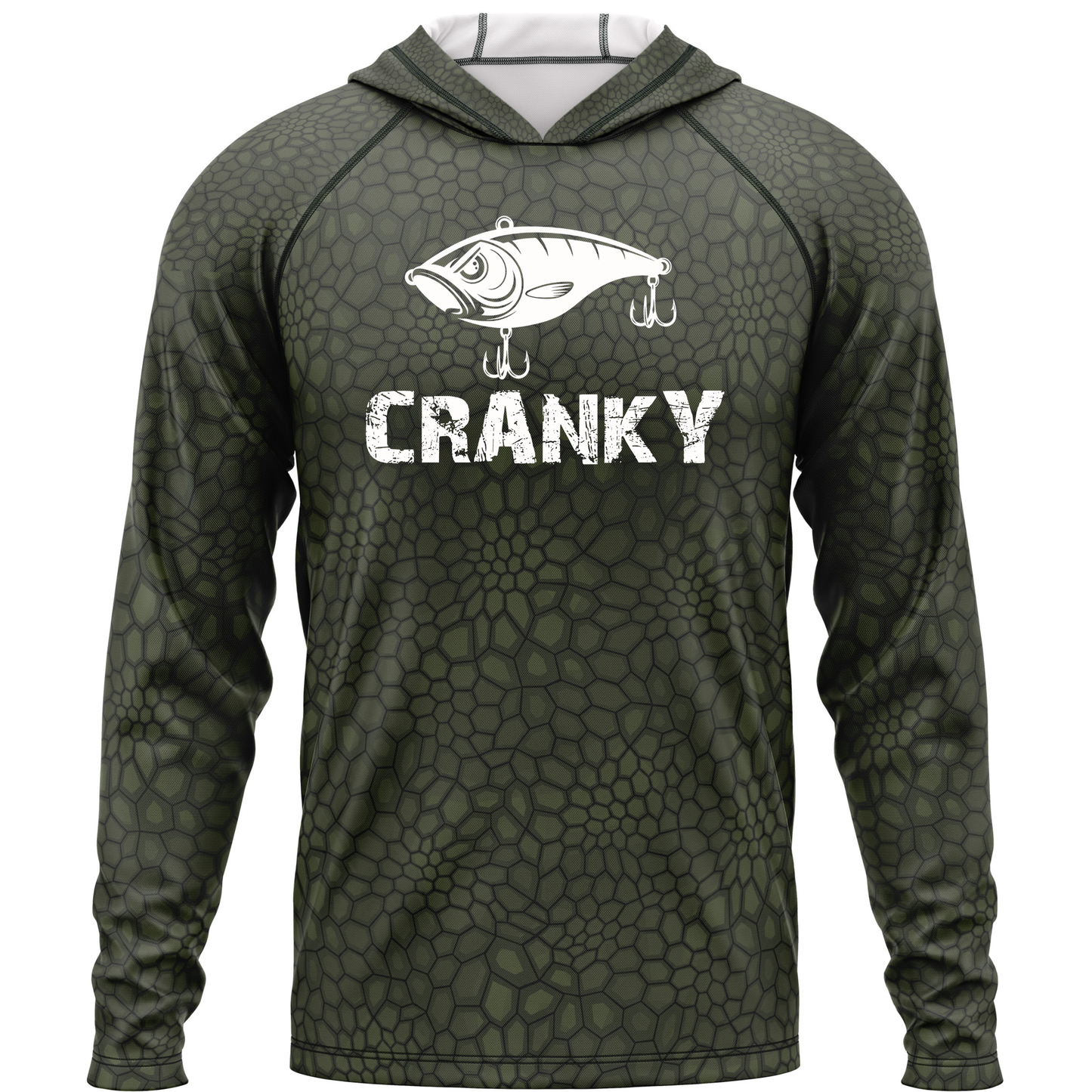 Cranky Crankbait SPF50 Performance Fishing Hoodie-Military Green