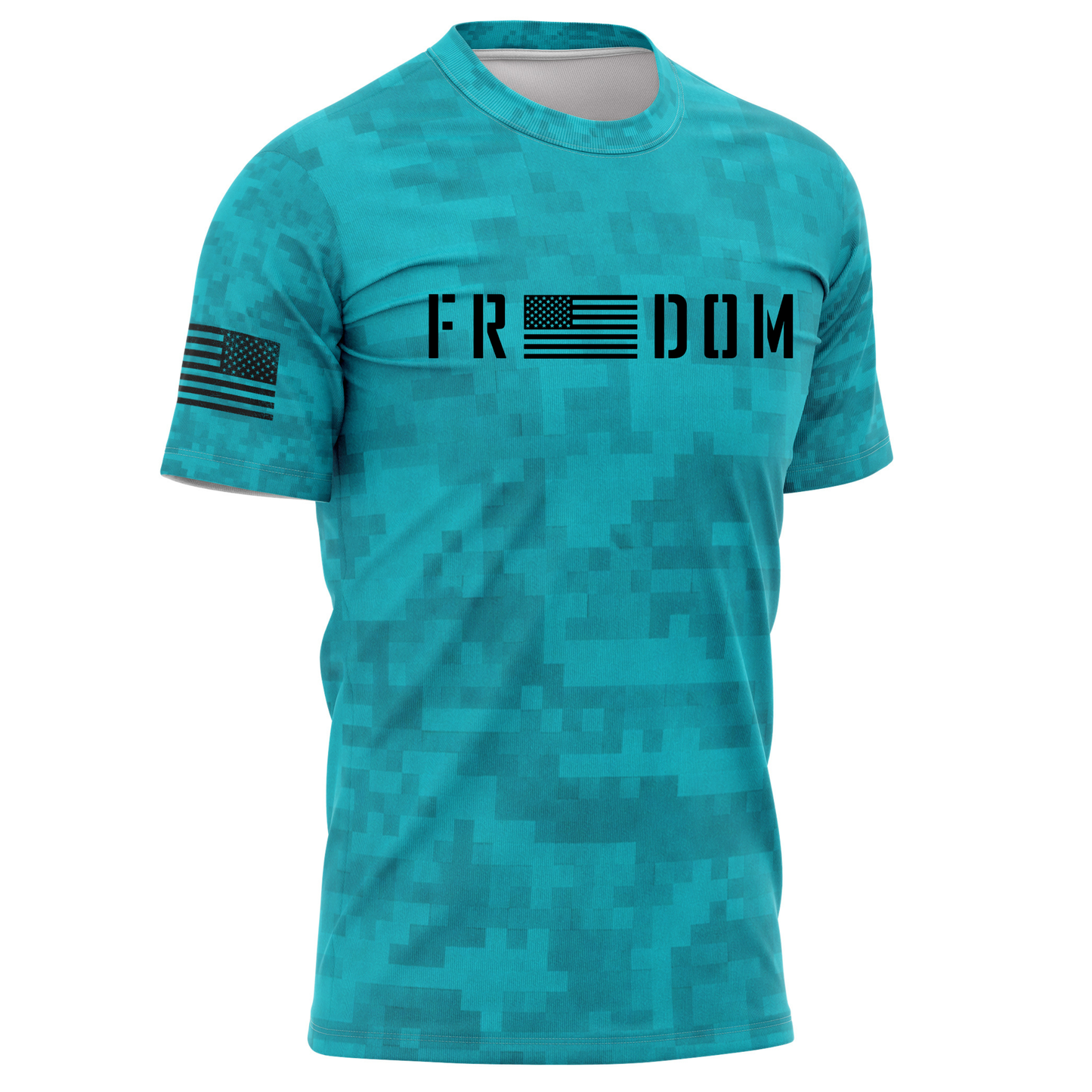 Freedom Performance T Shirt-Teal Camo