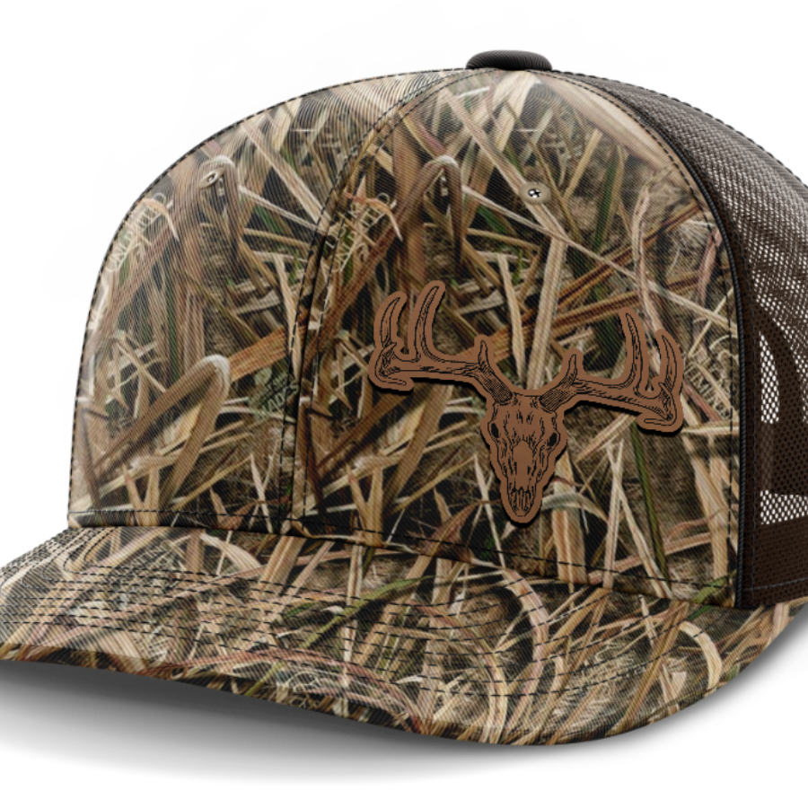 Deer Skull (left), Deer & Shed Hunting, Leather Patch Hat