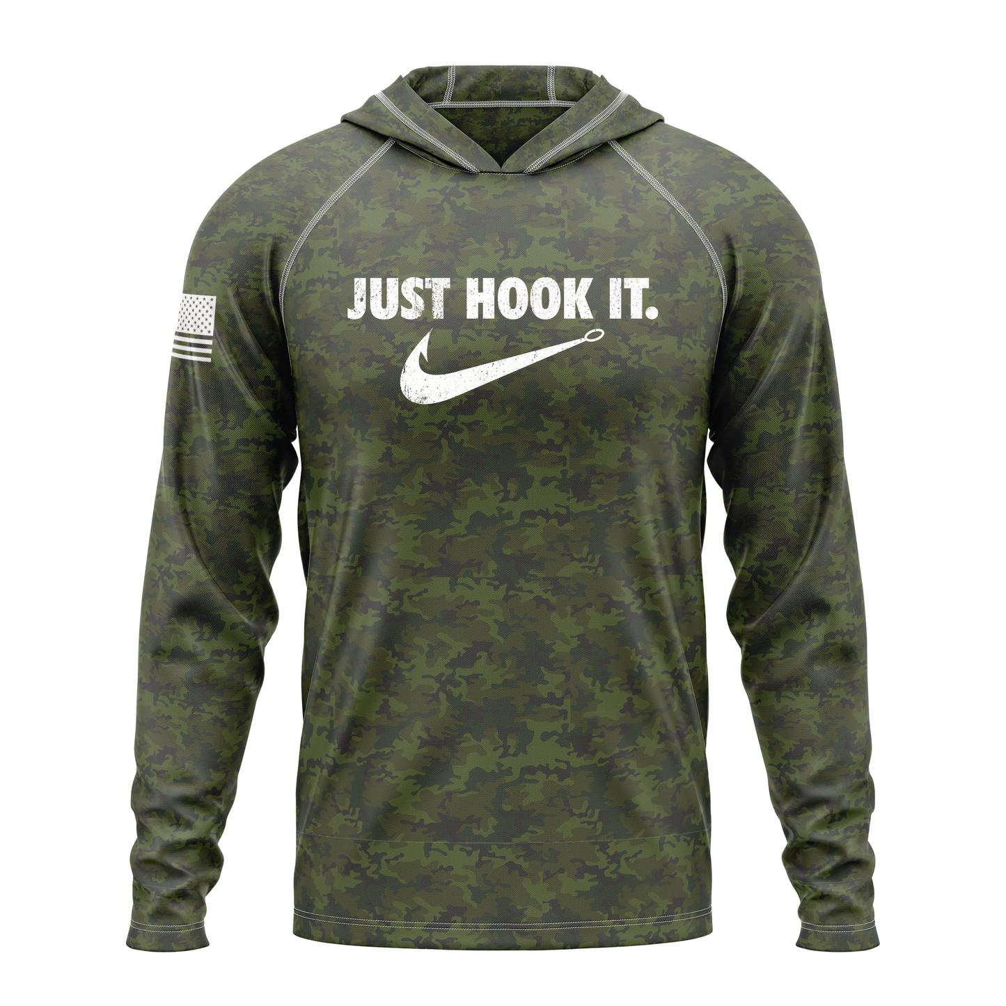 Just Hook It SPF50 Performance Fishing Hoodie- Green Camo