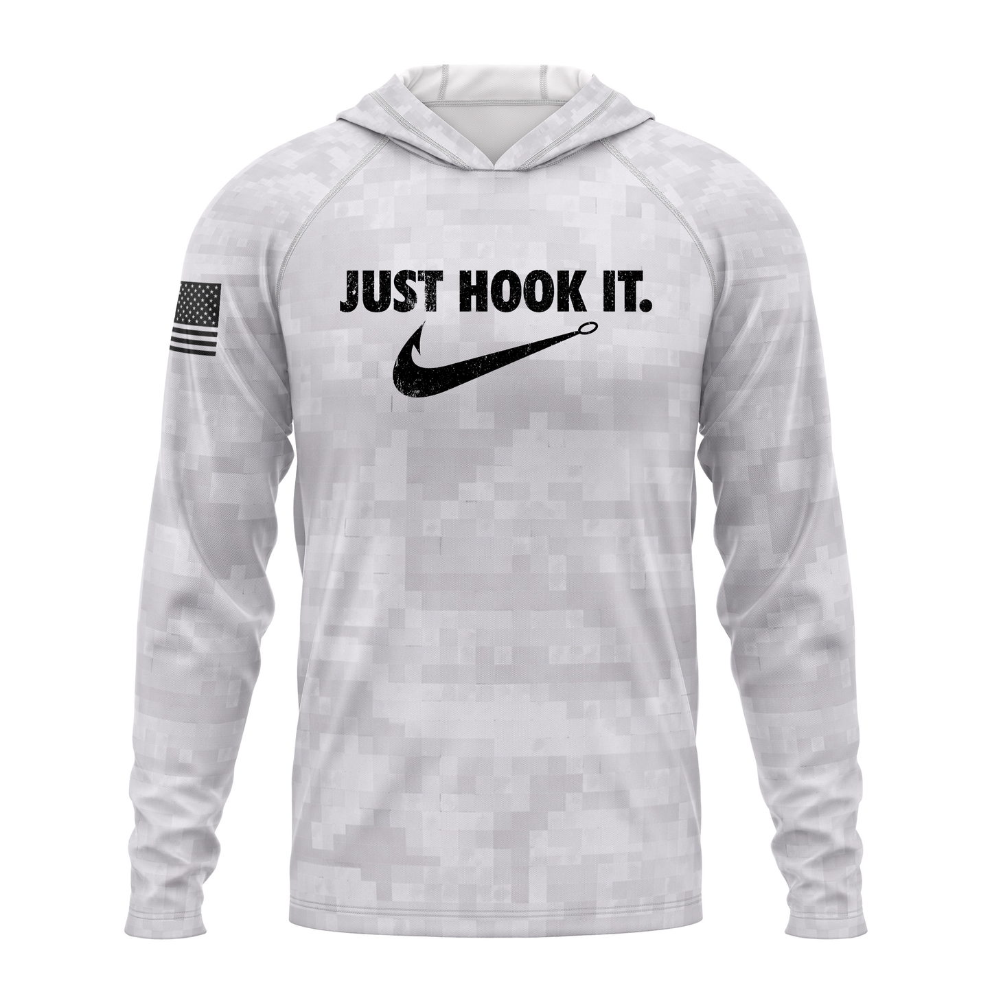 Just Hook It SPF50 Performance Fishing Hoodie- Grey Camo
