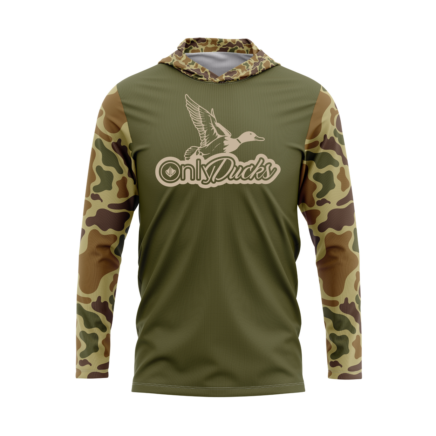 Only Ducks Retro Camo Duck Hunting SPF50 Performance Hoodie