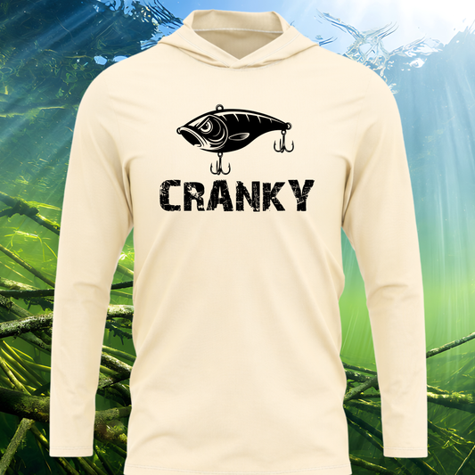 Cranky Crankbait SPF50 Lightweight Fishing Hoodie Black Design