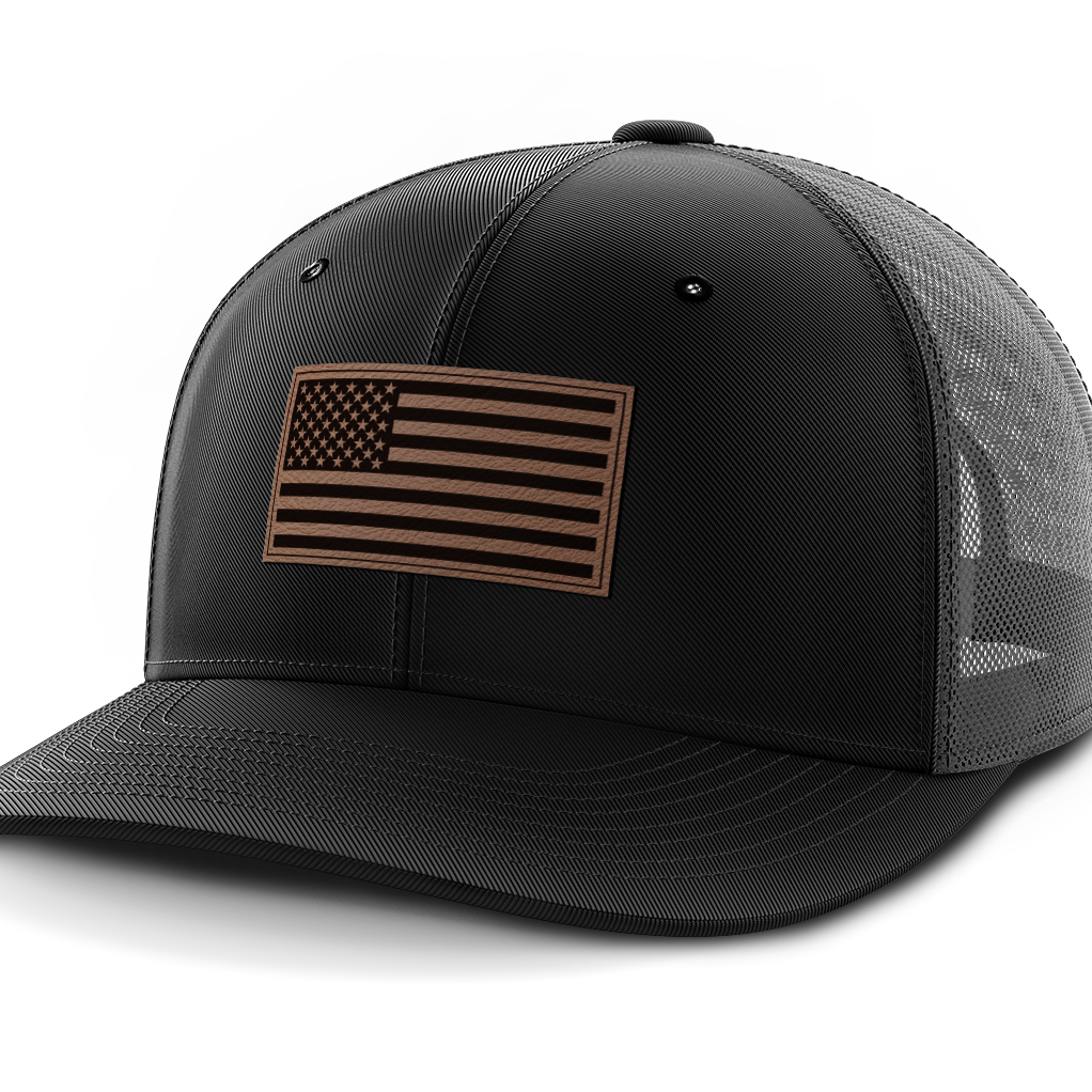 USA Flag, Leather Patch Hat