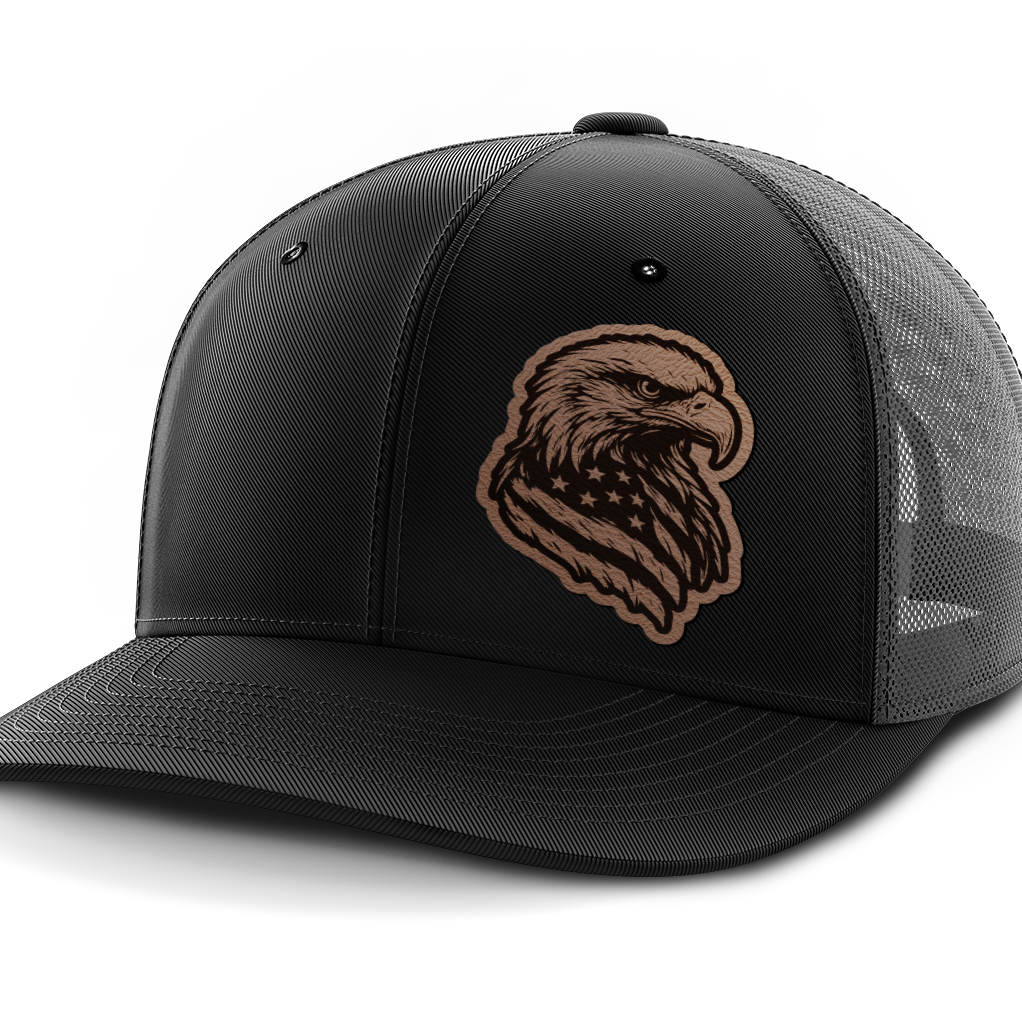 Eagle Flag (left), Leather Patch Hat