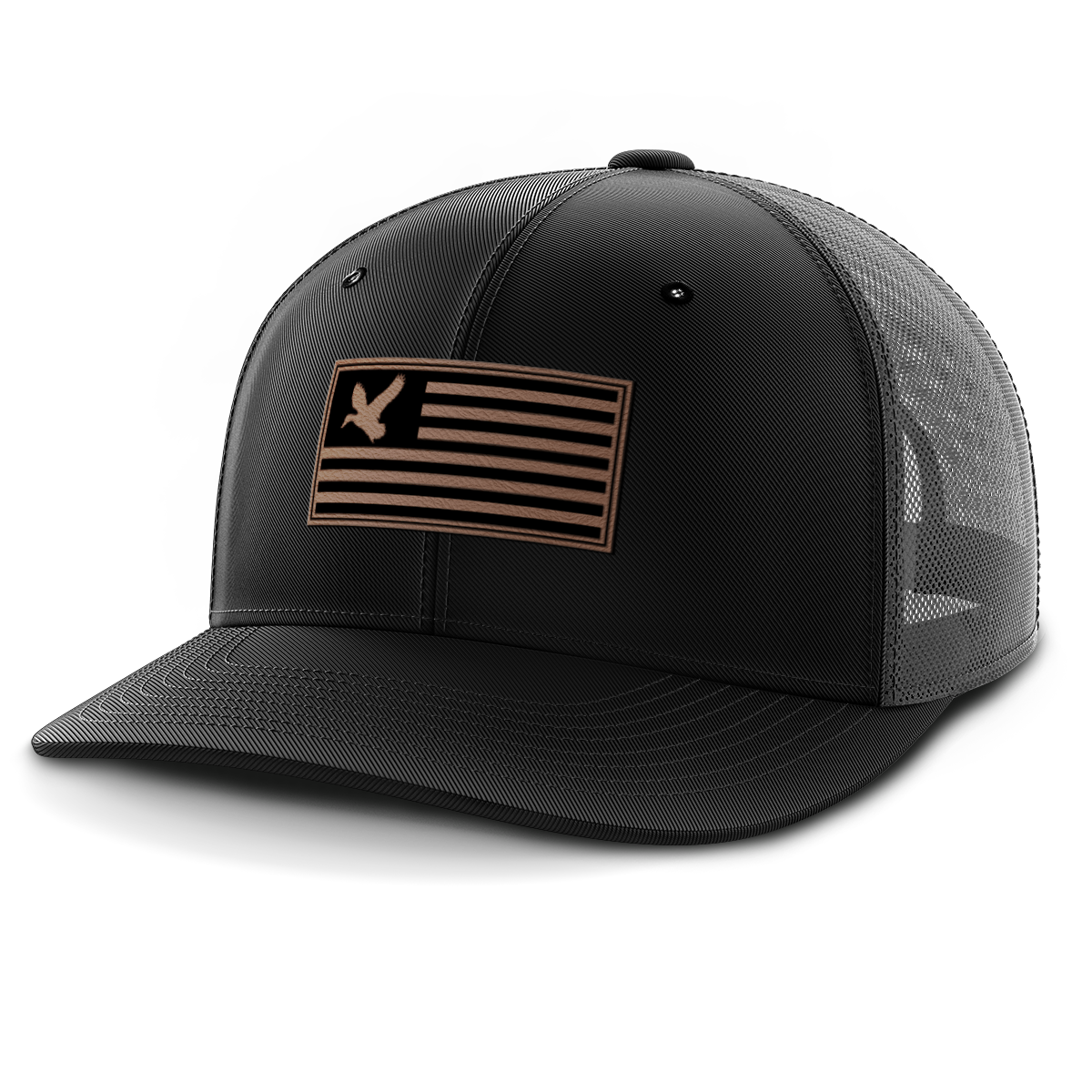 Duck on Flag, Duck Hunting, Leather Patch Hat