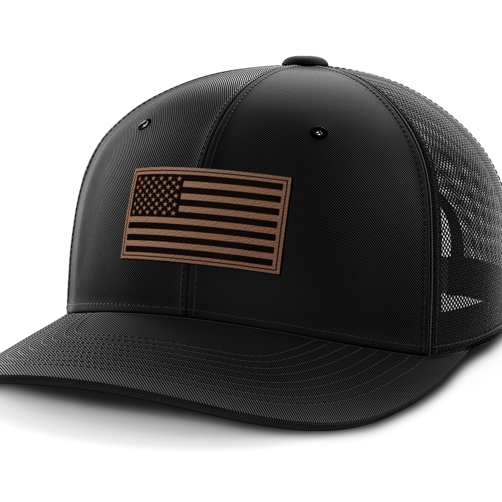 USA Flag, Leather Patch Hat