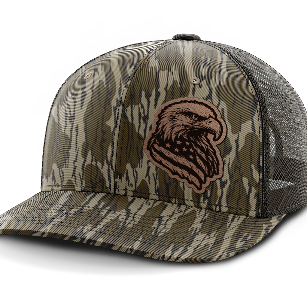 Eagle Flag (left), Leather Patch Hat