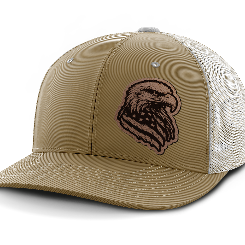 Eagle Flag (left), Leather Patch Hat