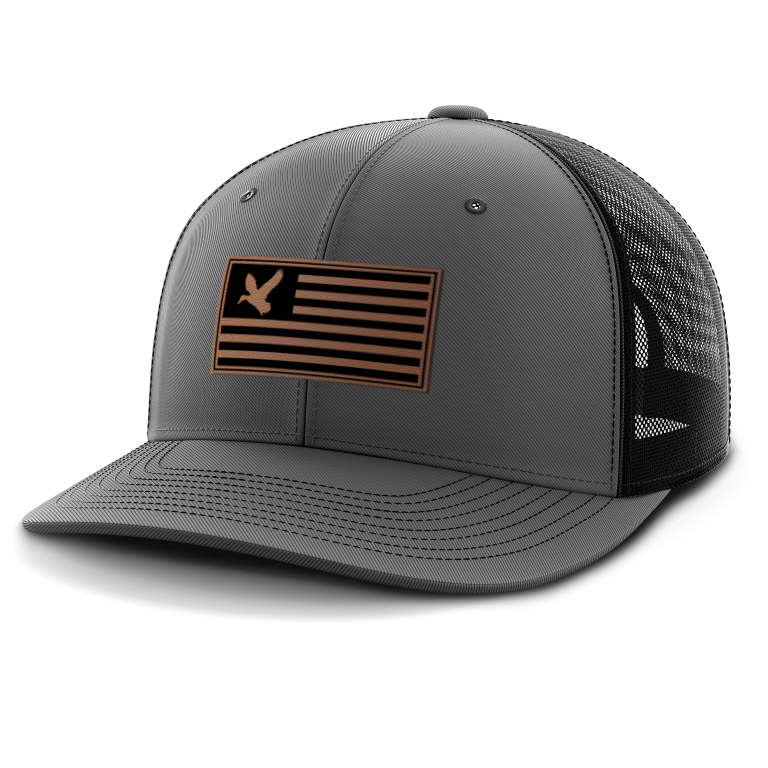Duck on Flag, Duck Hunting, Leather Patch Hat