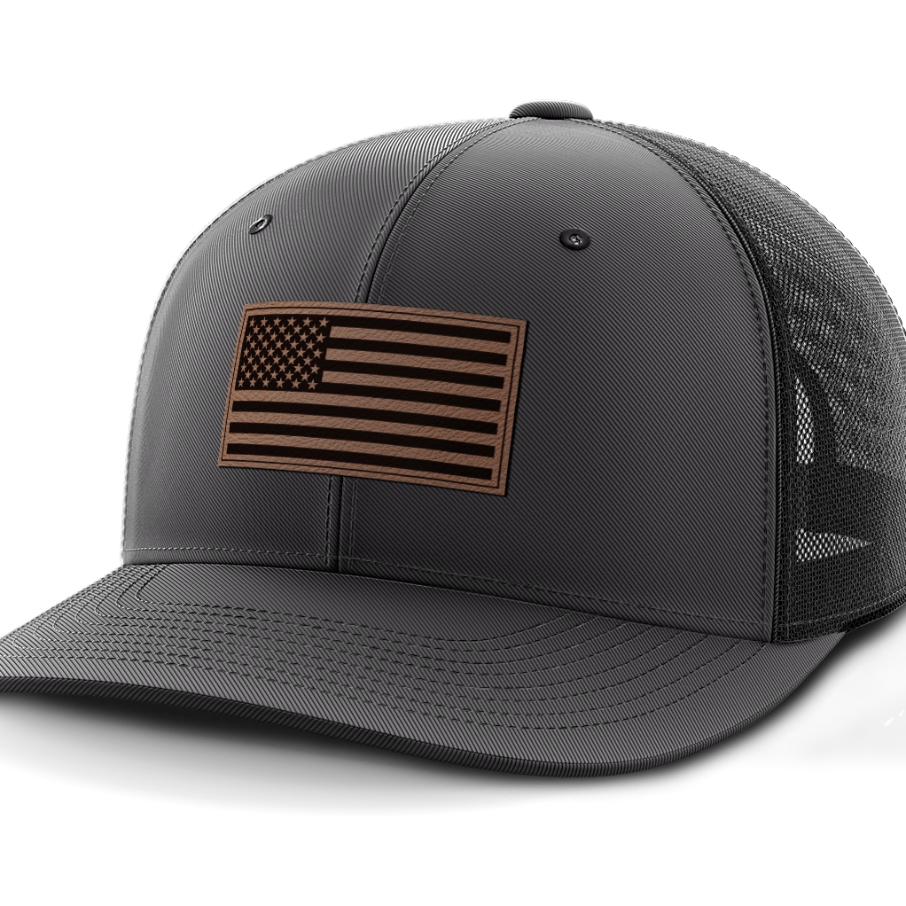 USA Flag, Leather Patch Hat