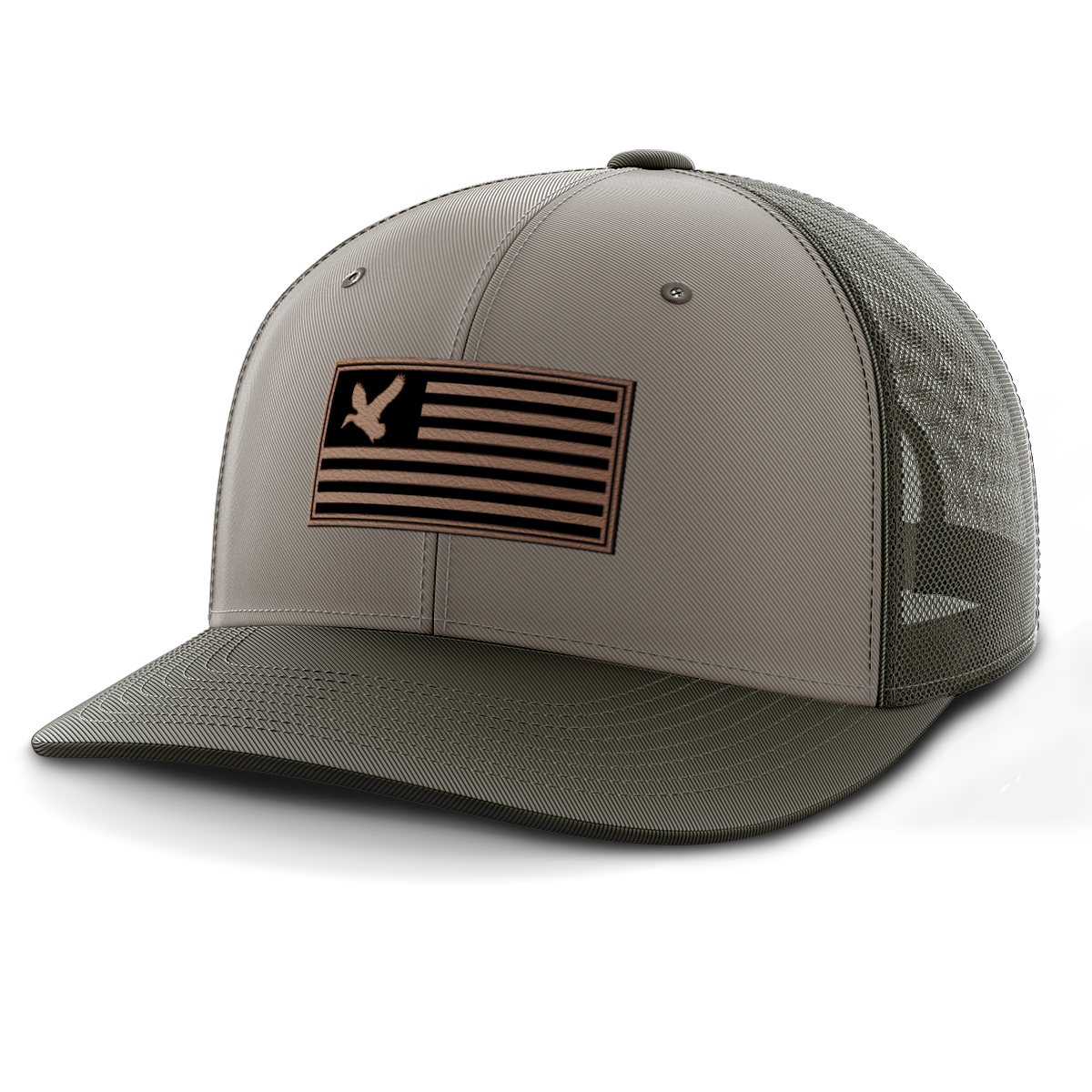 Duck on Flag, Duck Hunting, Leather Patch Hat