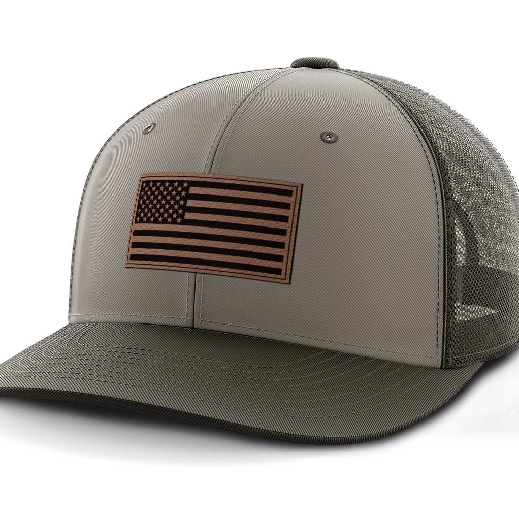 USA Flag, Leather Patch Hat
