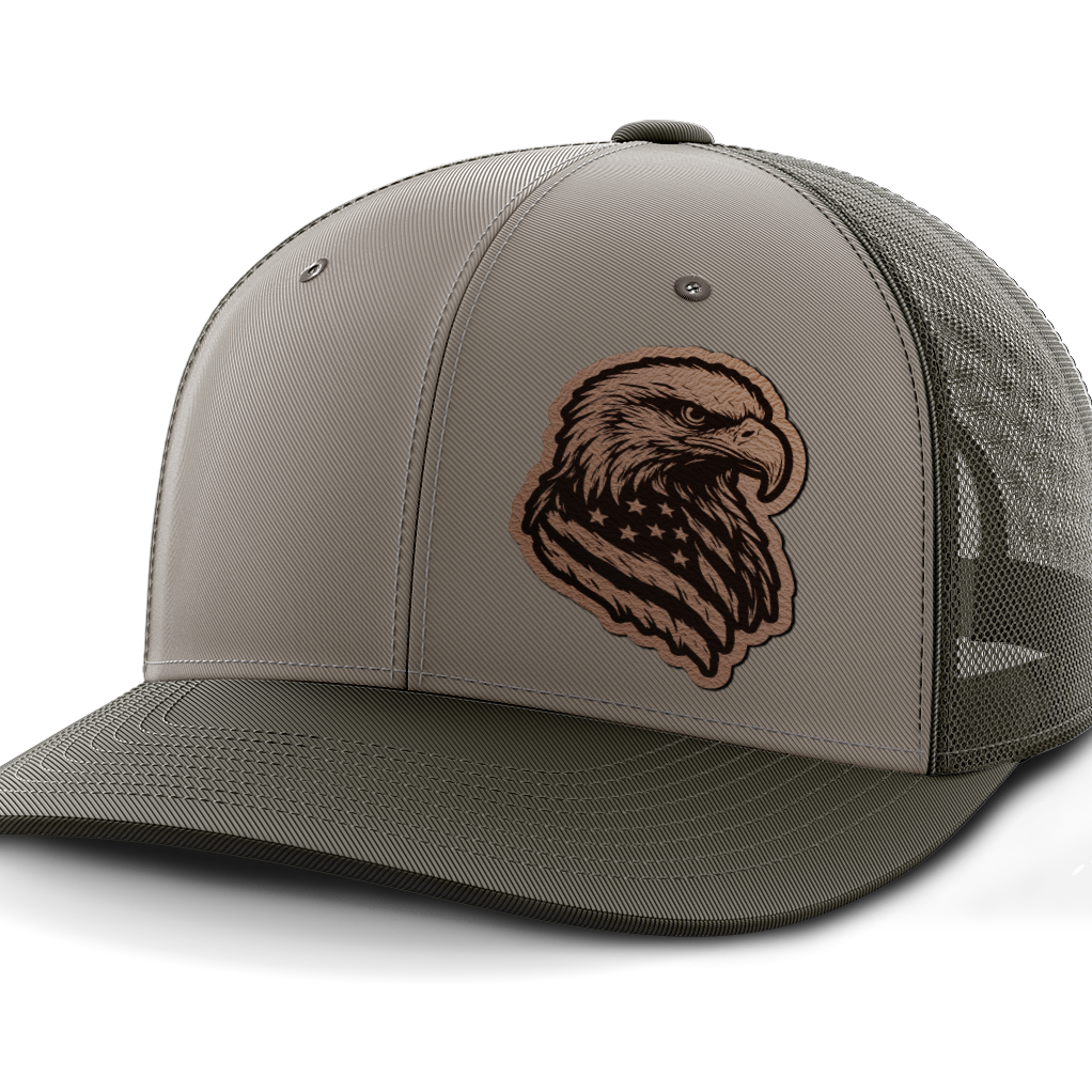 Eagle Flag (left), Leather Patch Hat