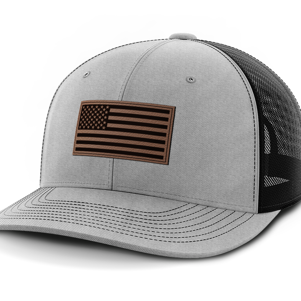 USA Flag, Leather Patch Hat