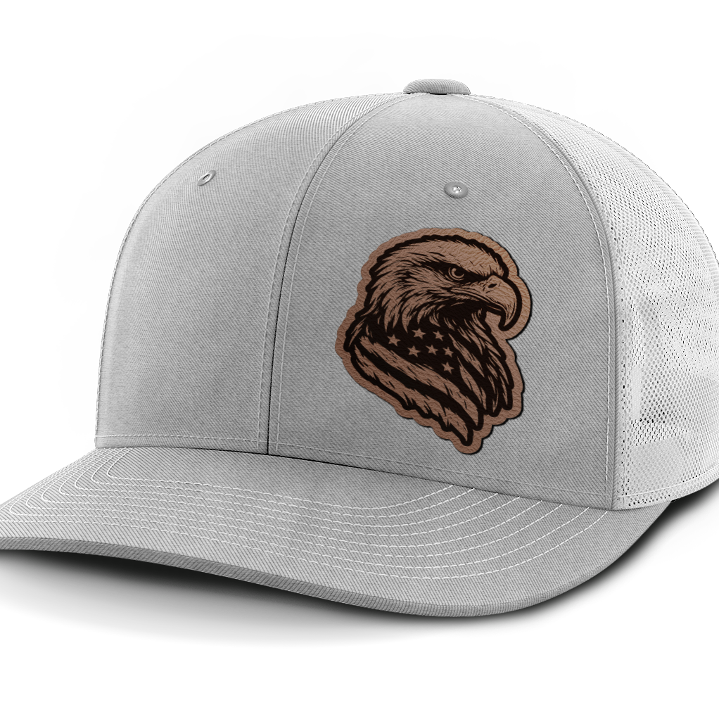 Eagle Flag (left), Leather Patch Hat