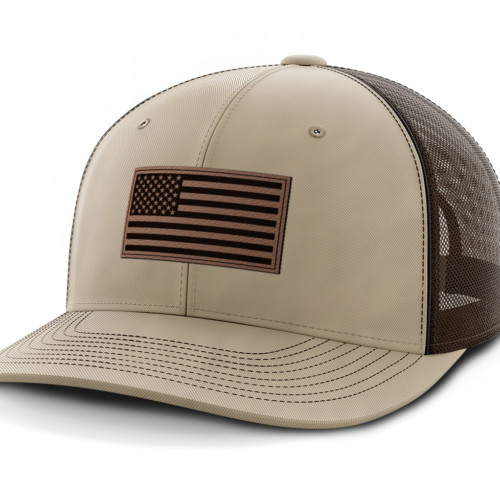 USA Flag, Leather Patch Hat
