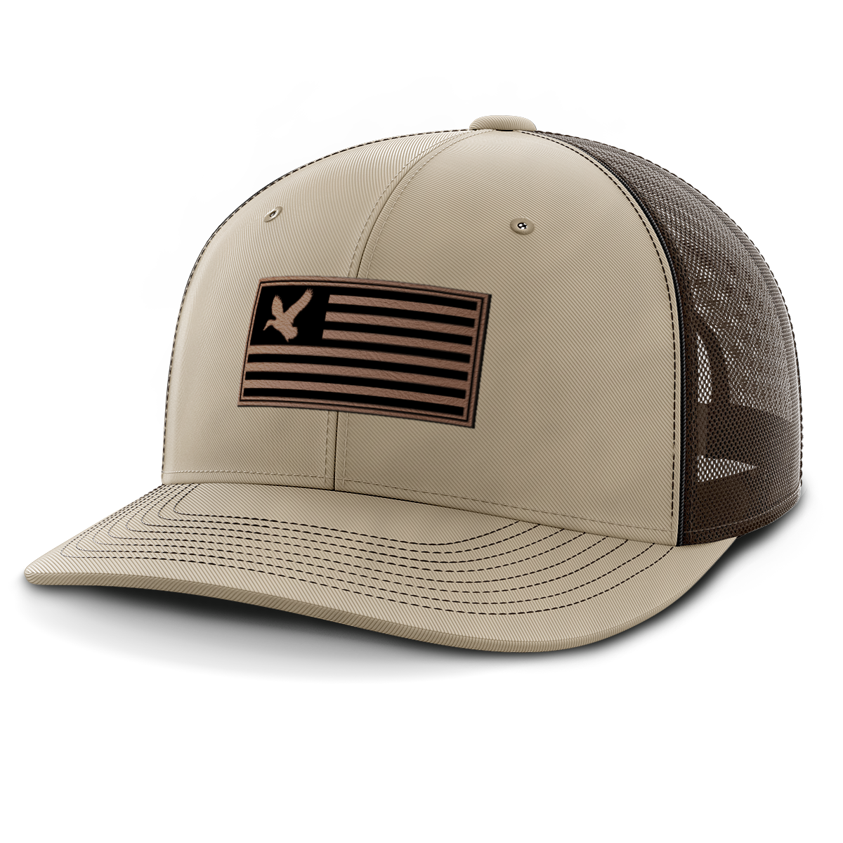 Duck on Flag, Duck Hunting, Leather Patch Hat