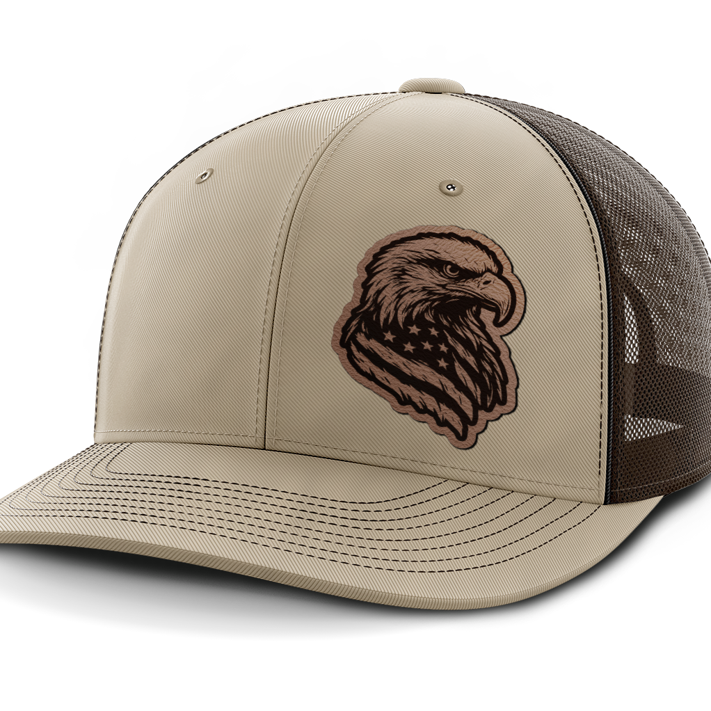 Eagle Flag (left), Leather Patch Hat