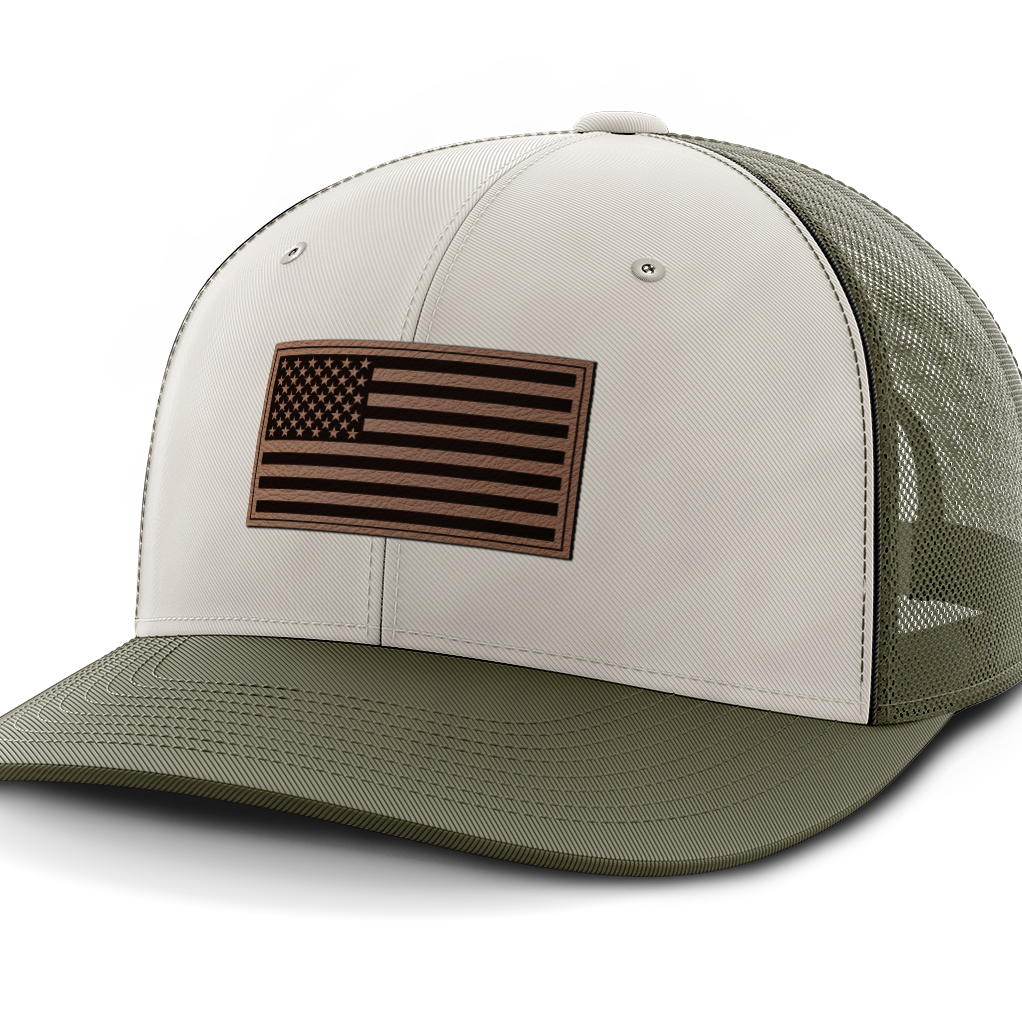 USA Flag, Leather Patch Hat