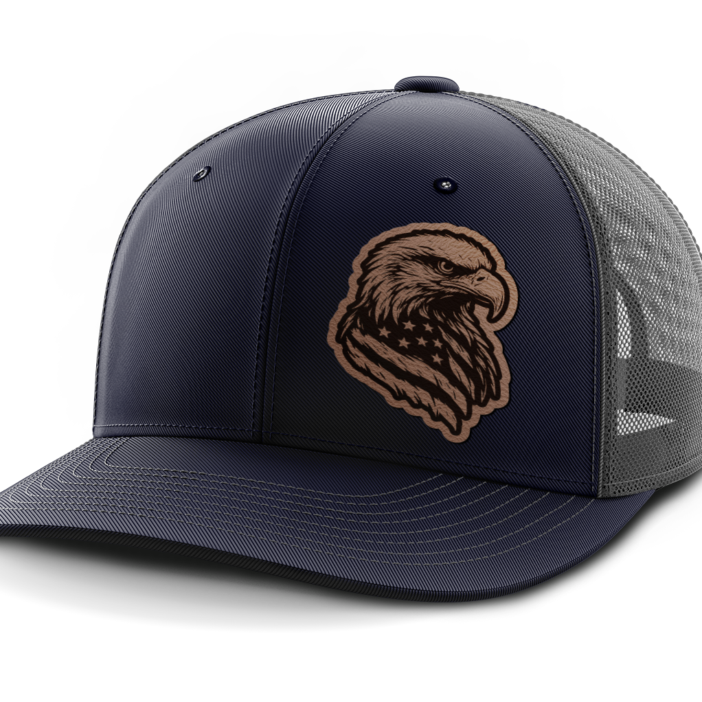 Eagle Flag (left), Leather Patch Hat