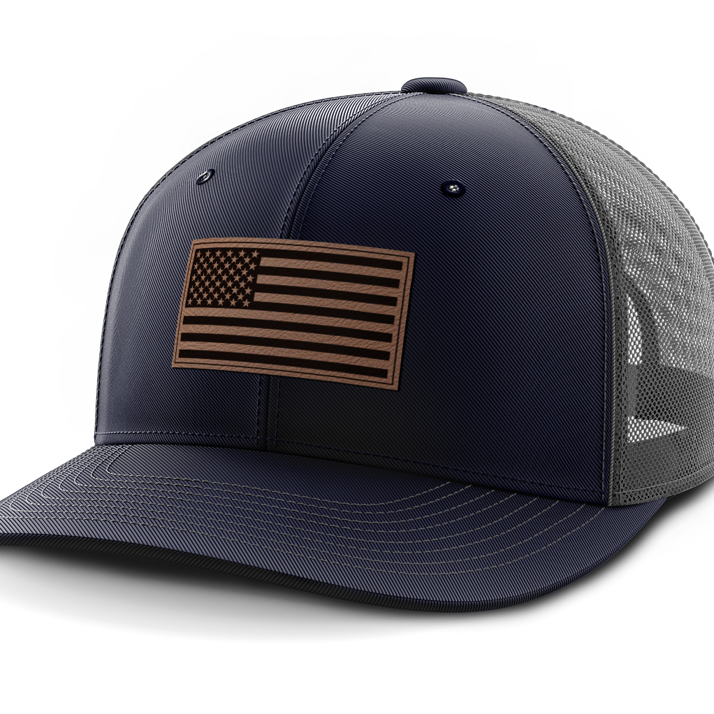 USA Flag, Leather Patch Hat
