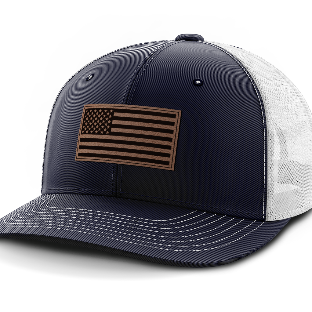USA Flag, Leather Patch Hat