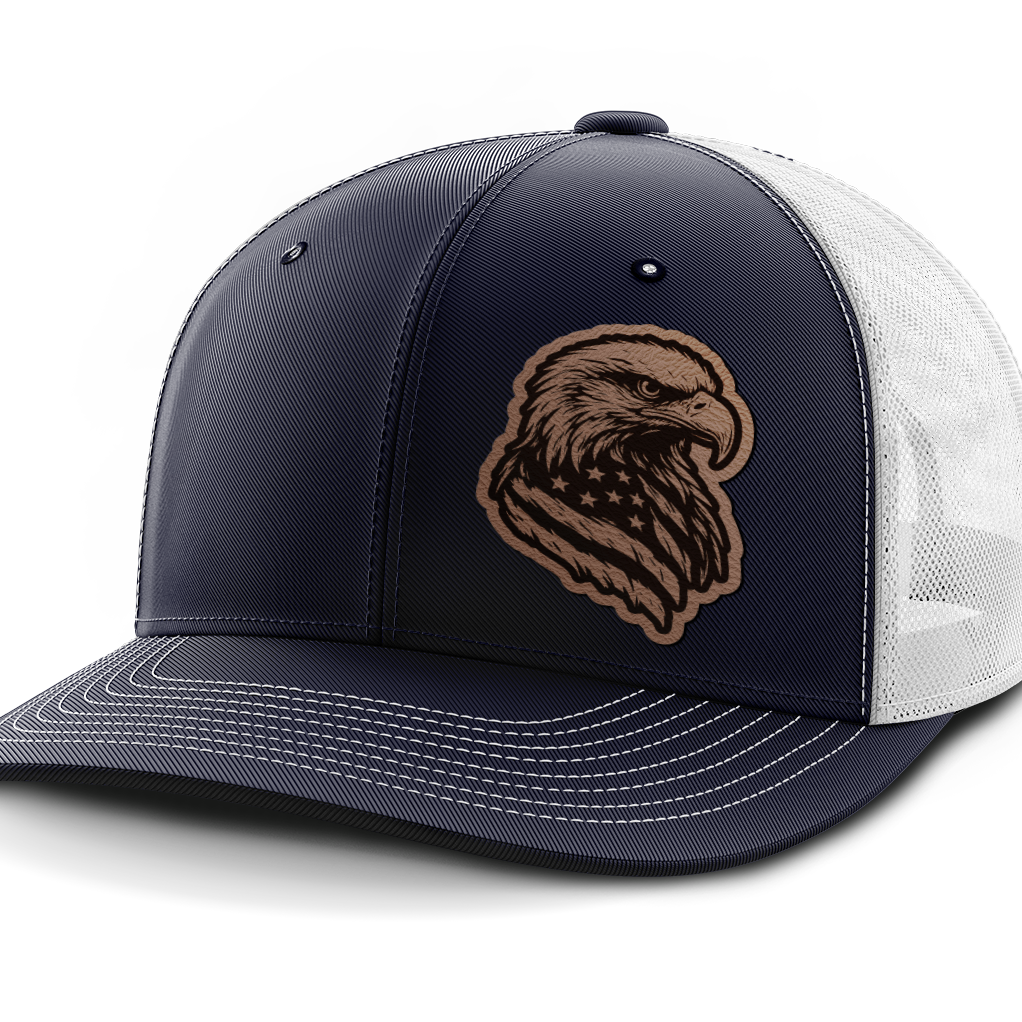 Eagle Flag (left), Leather Patch Hat