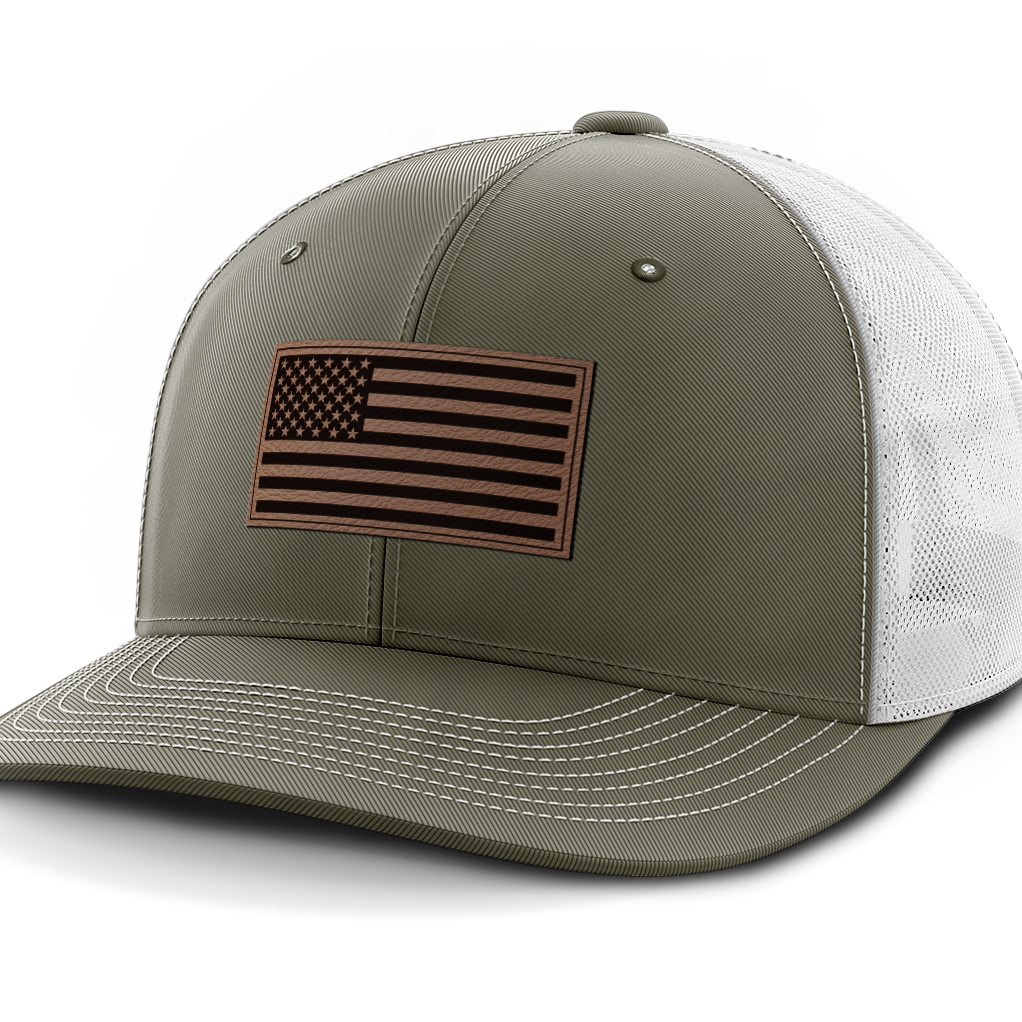 USA Flag, Leather Patch Hat