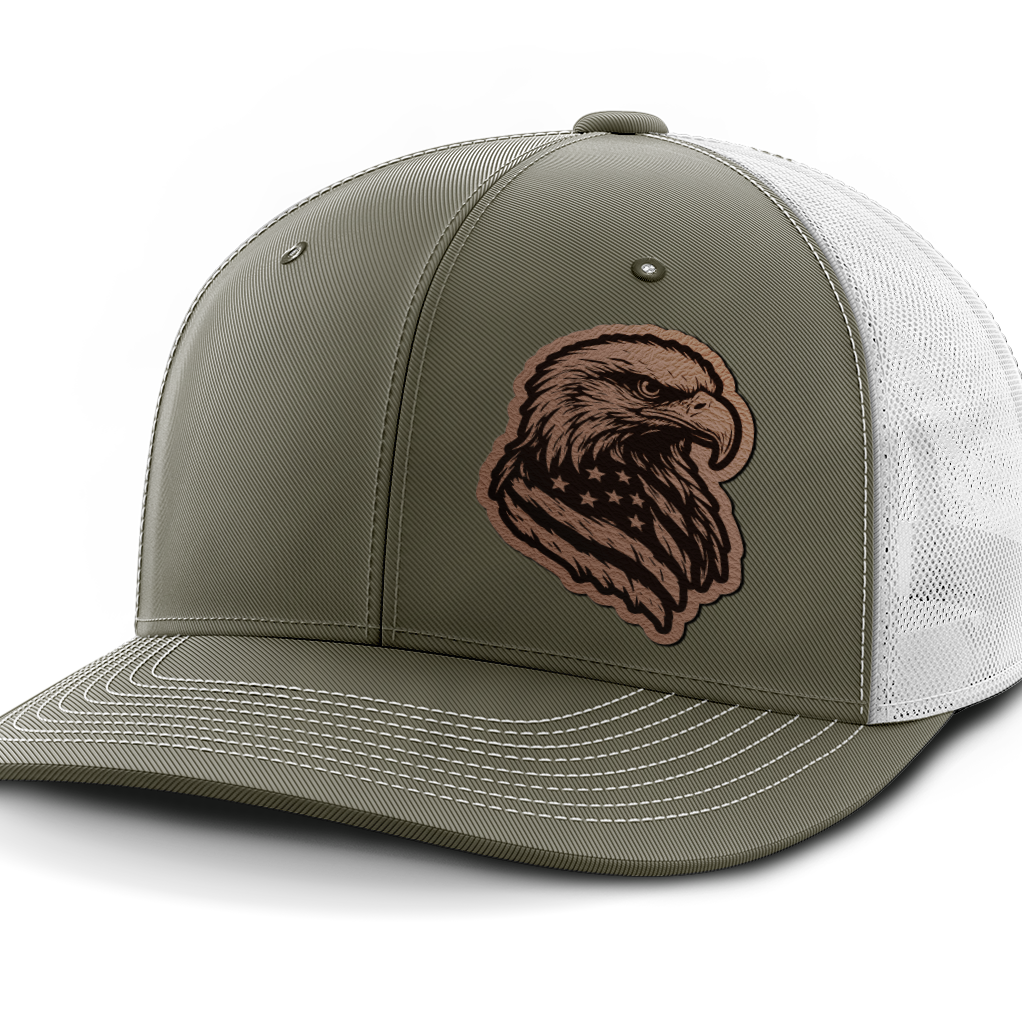 Eagle Flag (left), Leather Patch Hat