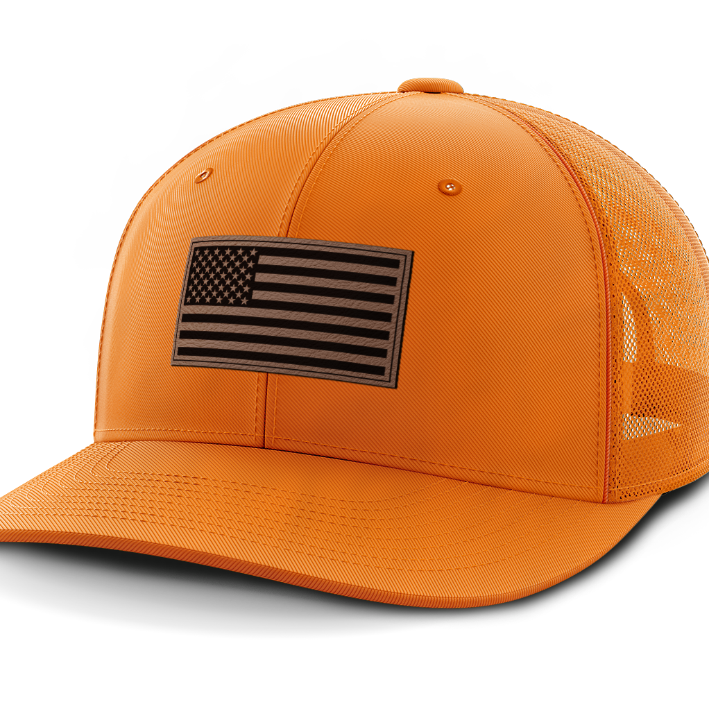 USA Flag, Leather Patch Hat