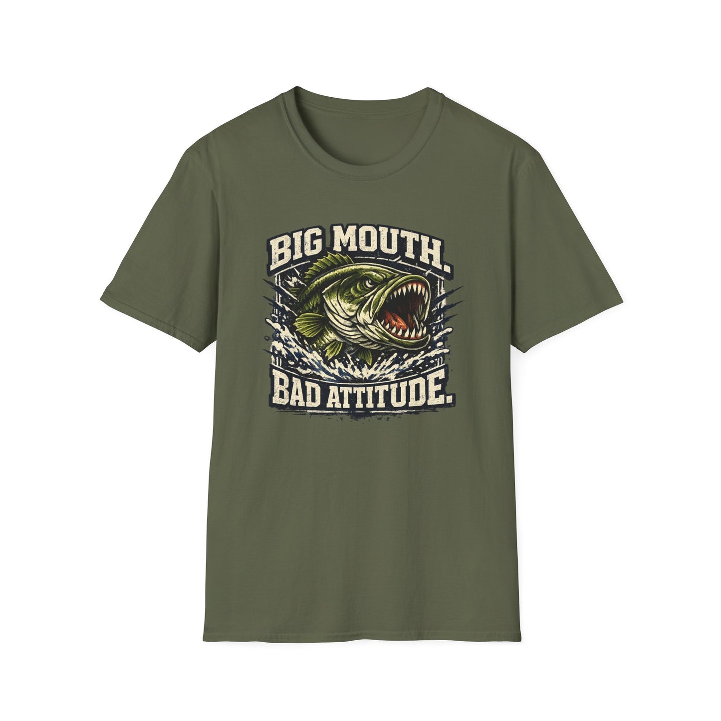 Big Mouth Bad Attitude Fishing Softstyle T-Shirt
