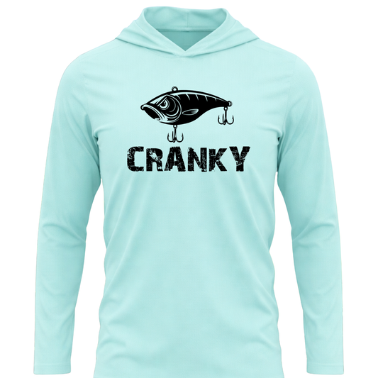 Cranky Crankbait SPF50 Lightweight Fishing Hoodie Black Design
