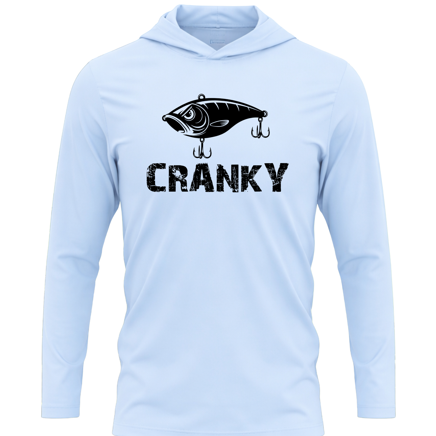 Cranky Crankbait SPF50 Lightweight Fishing Hoodie Black Design