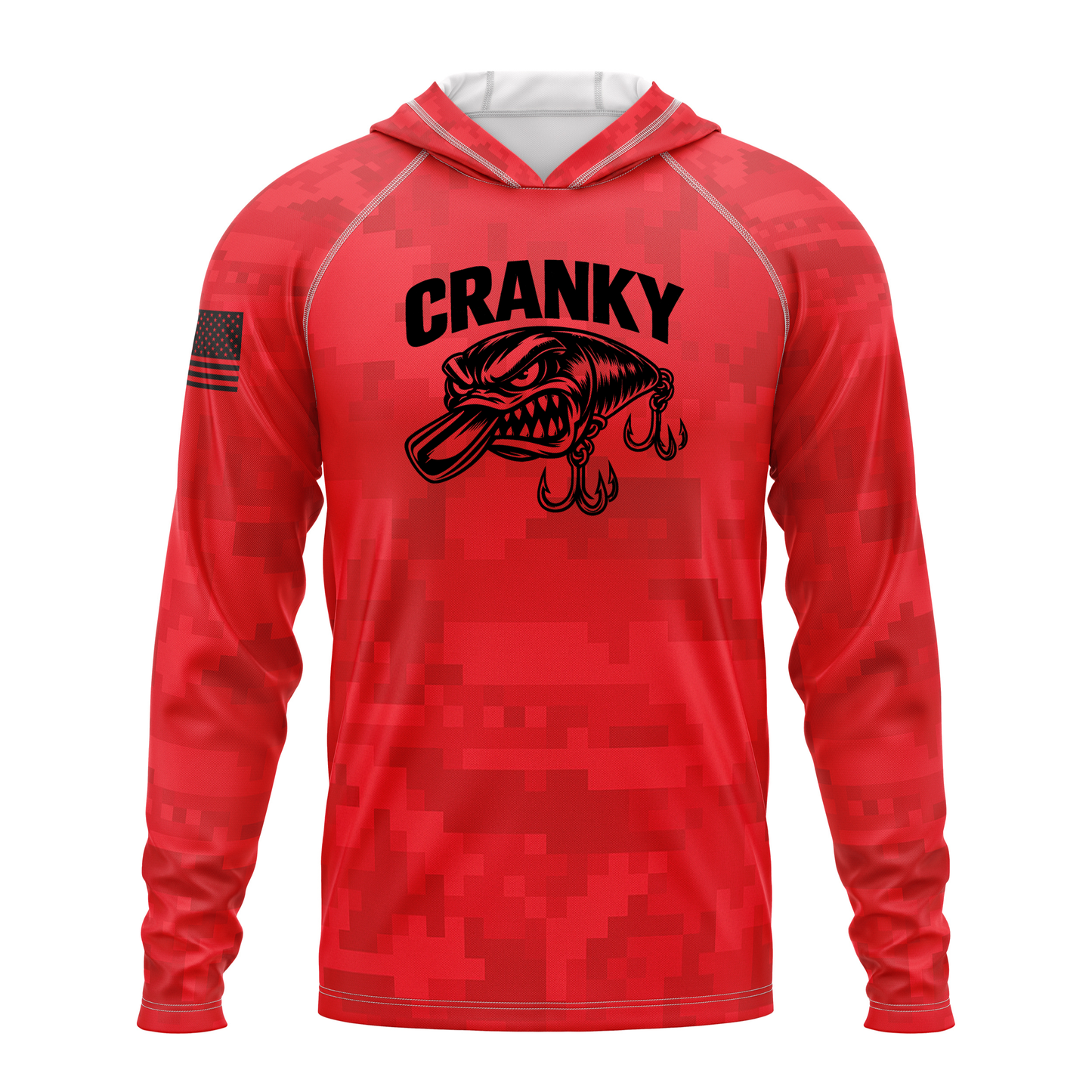 2Cranky Crankbait SPF50 Performance Fishing Hoodie- Red Camo