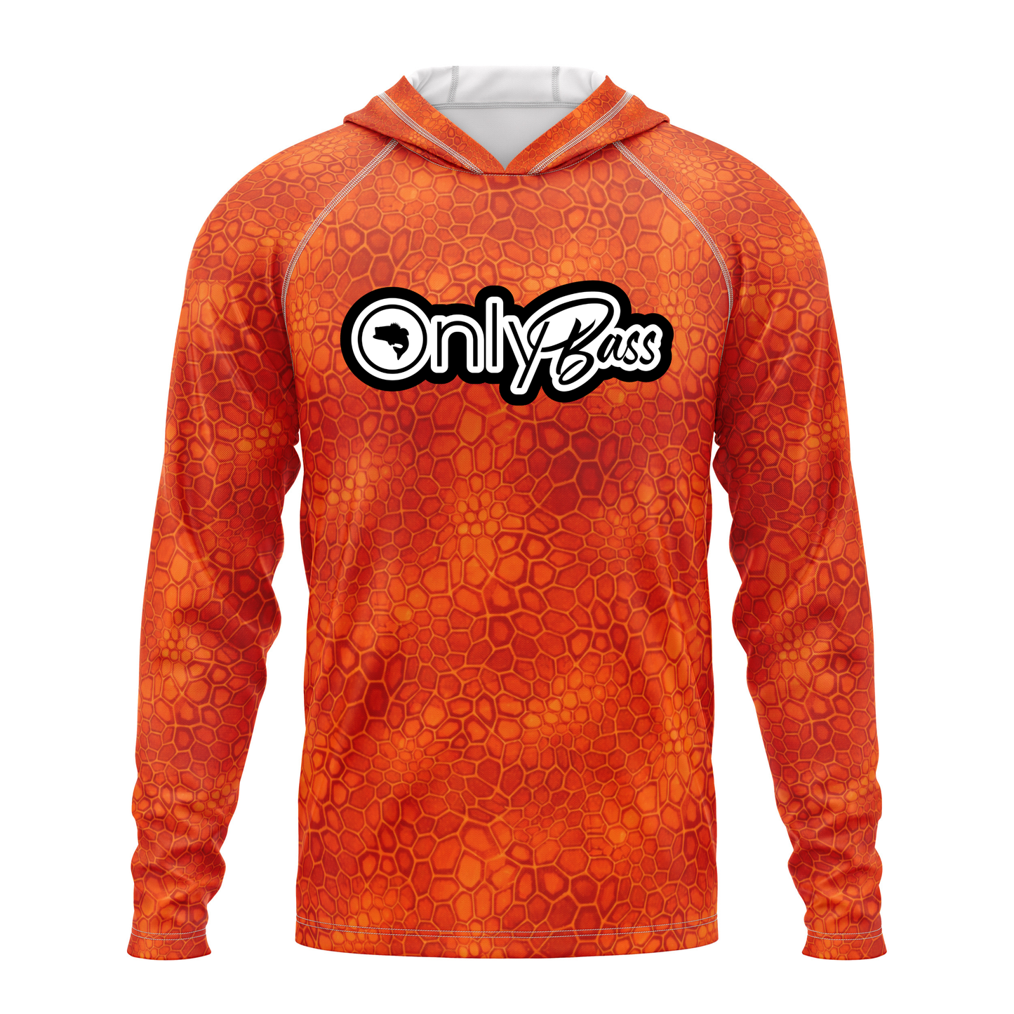 Only Bass SPF50 Performance Fishing Hoodie-Orange