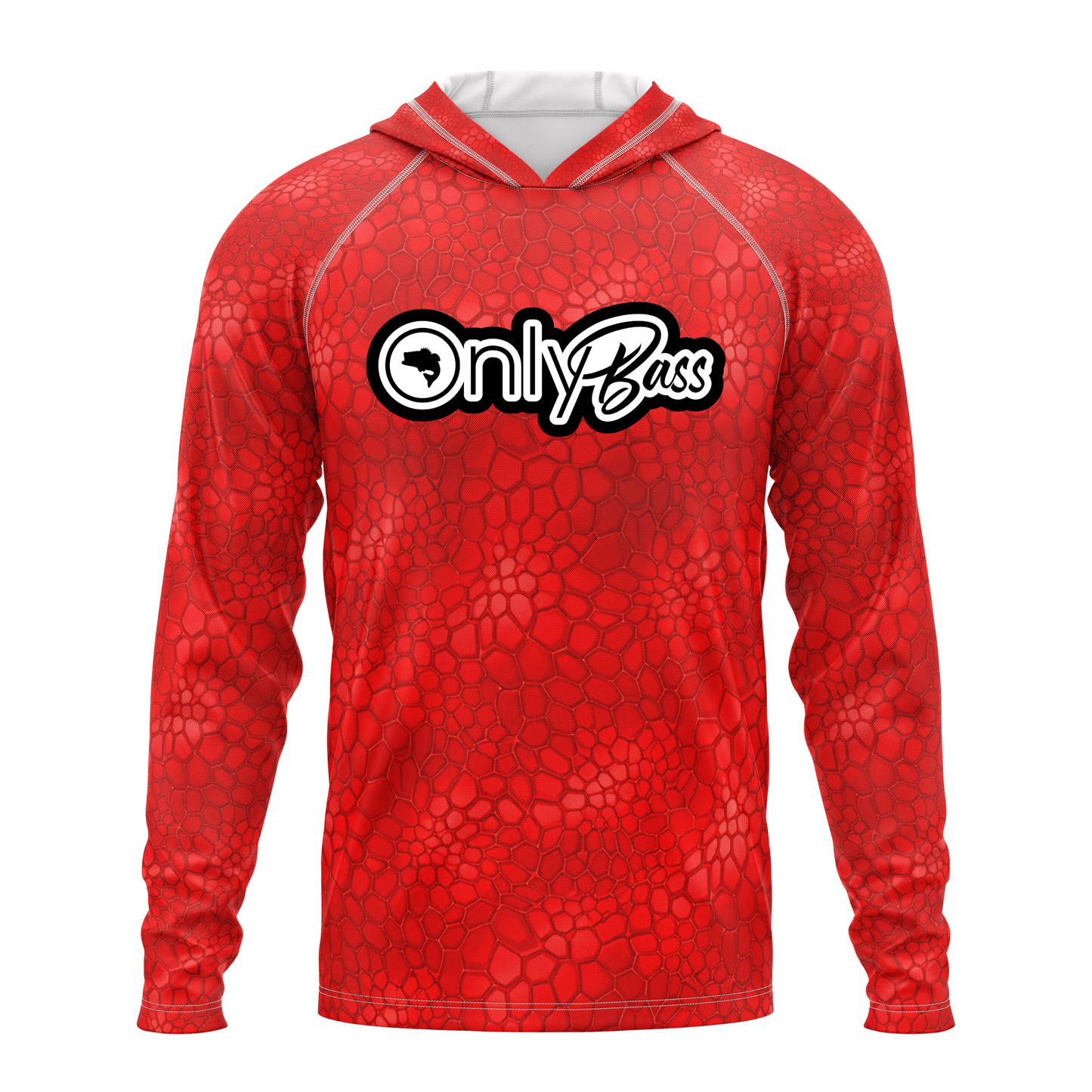Only Bass SPF50 Performance Fishing Hoodie-Red