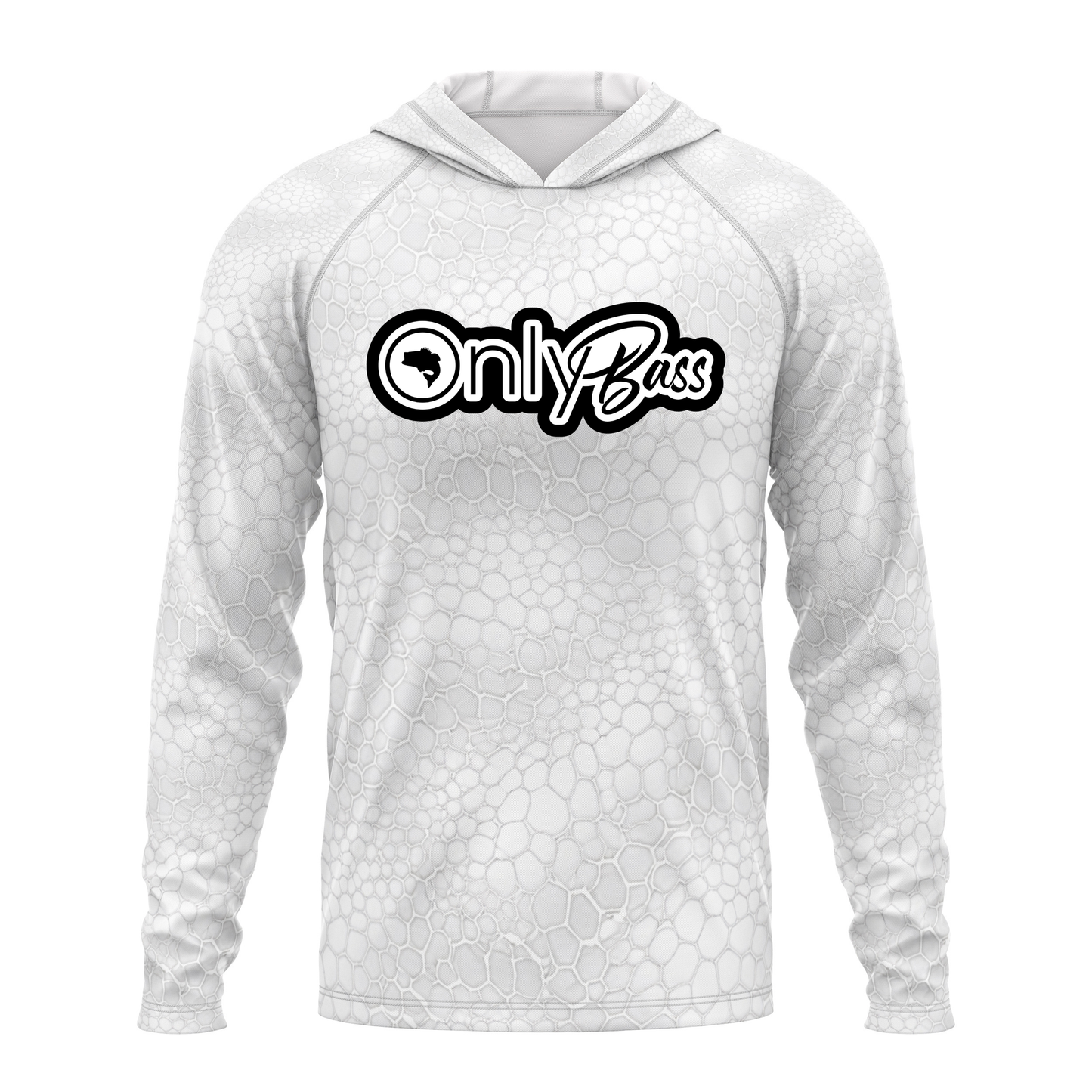 Only Bass SPF50 Performance Fishing Hoodie-White