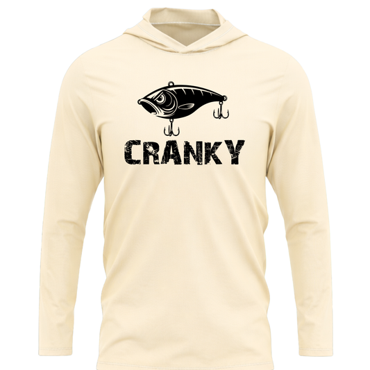 Cranky Crankbait SPF50 Lightweight Fishing Hoodie Black Design