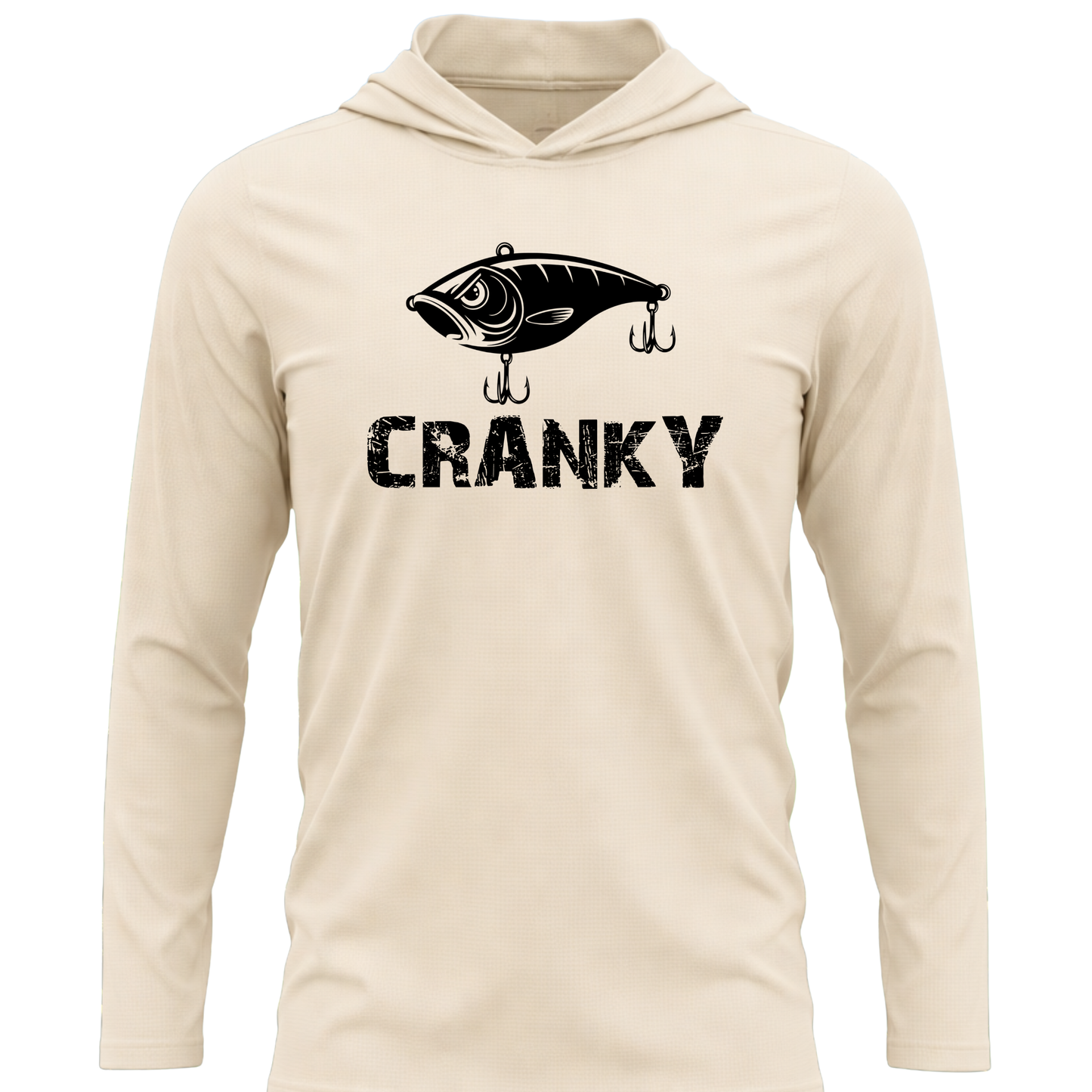 Cranky Crankbait SPF50 Lightweight Fishing Hoodie Black Design