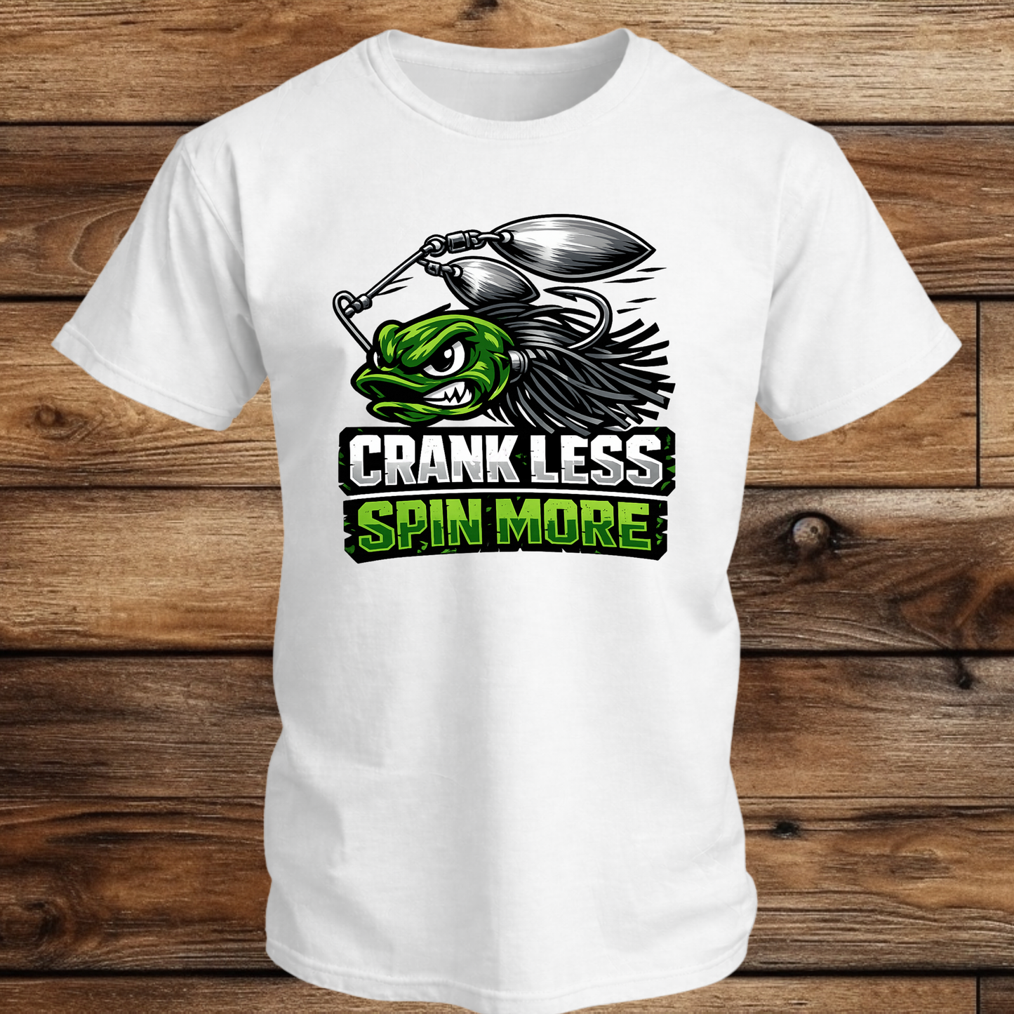 Crank Less Spin More Fishing T Shirt