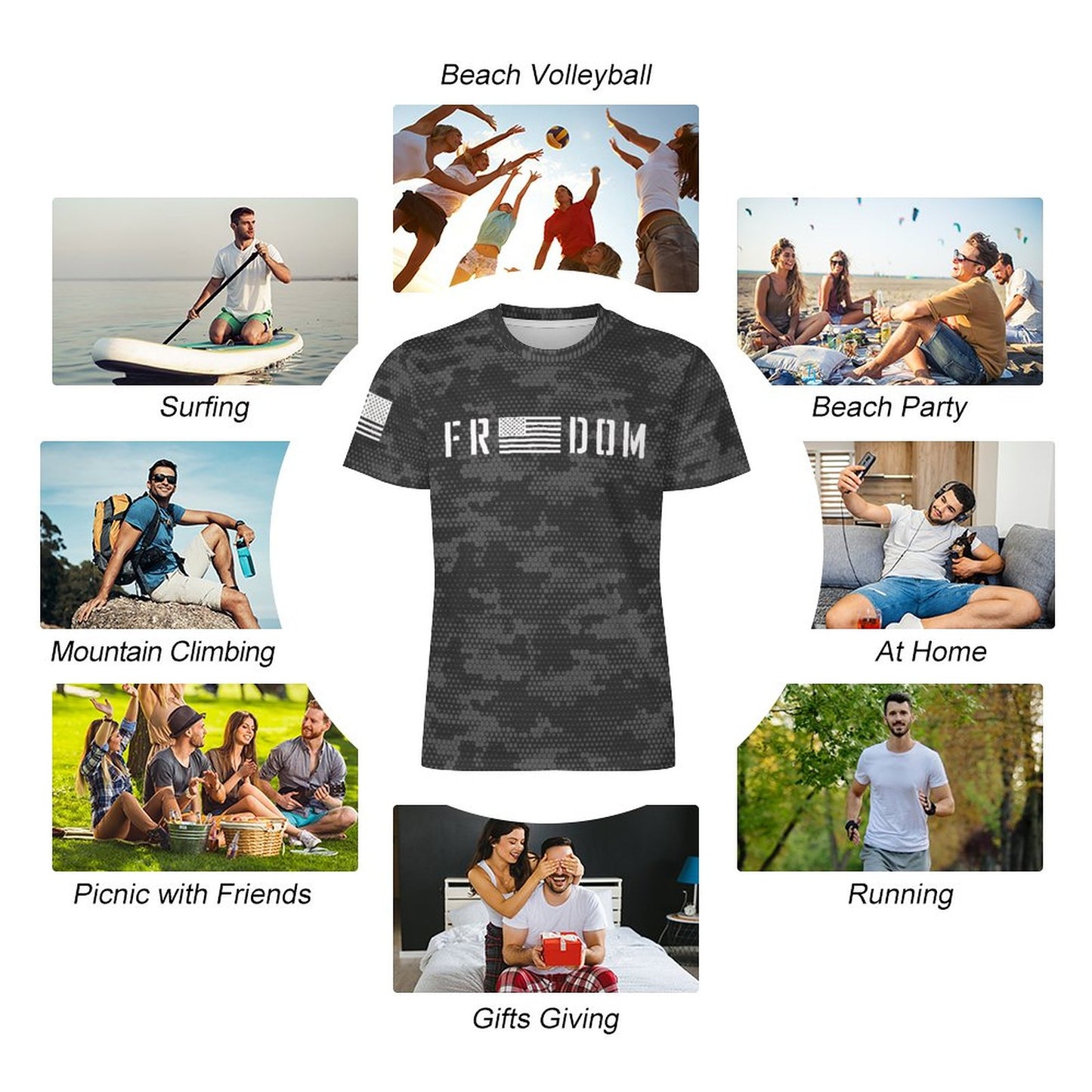 160gsm Ice Silk Cooling Short Sleeve Men’s Shirts OMDT01 (All-Over Printing)