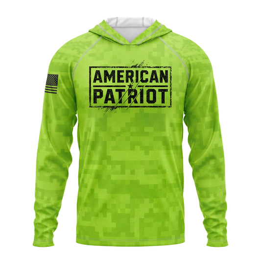 American Patriot SPF50 Performance Hoodie- Lime Green