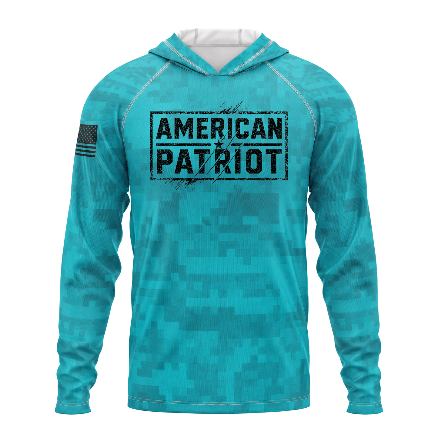 American Patriot SPF50 Performance Hoodie- Teal Camo