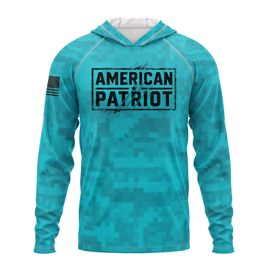 American Patriot SPF50 Performance Hoodie- Teal Camo