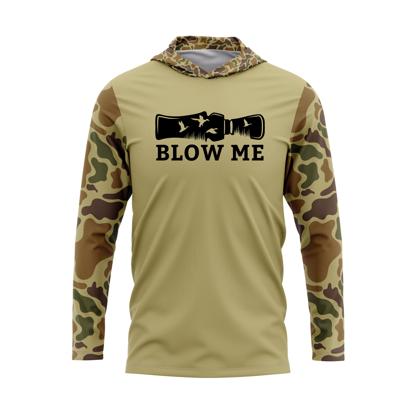 Blow Me Retro Camo Duck Hunting SPF50 Performance Hoodie