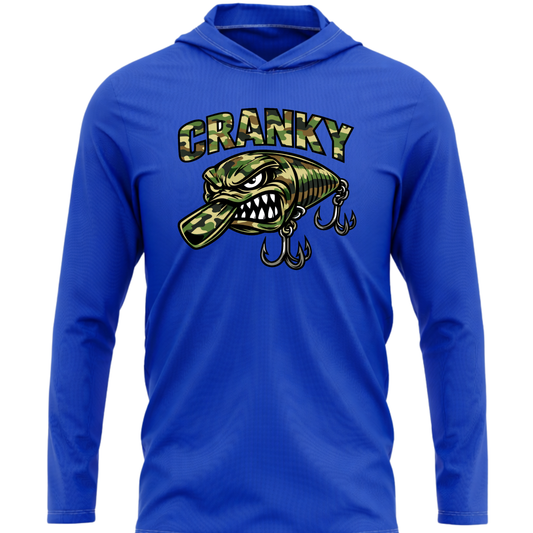Camo Cranky Crankbait SPF50 Performance Fishing Hoodie