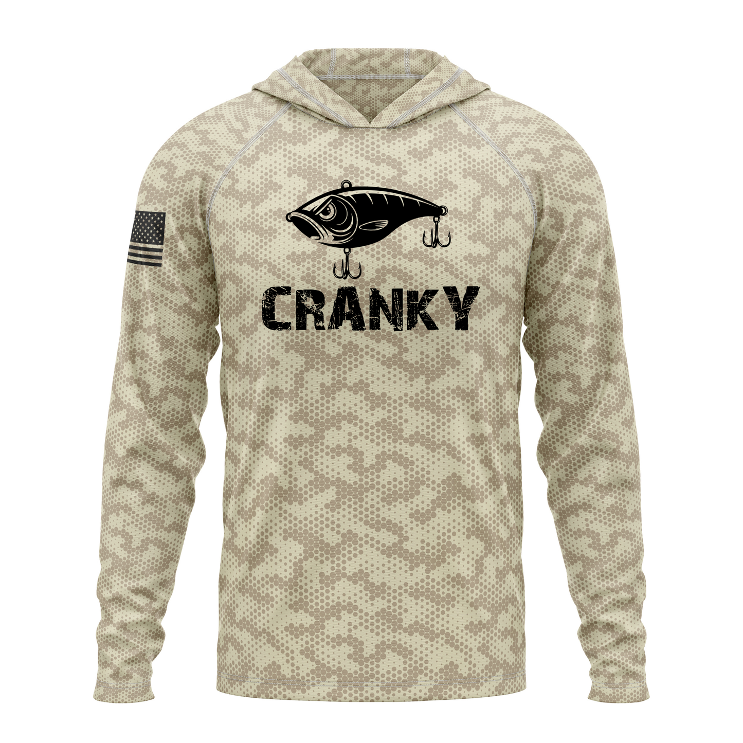 Cranky Crankbait SPF50 Patriotic Performance Fishing Hoodie