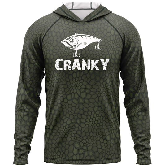 Cranky Crankbait SPF50 Performance Fishing Hoodie-Military Green