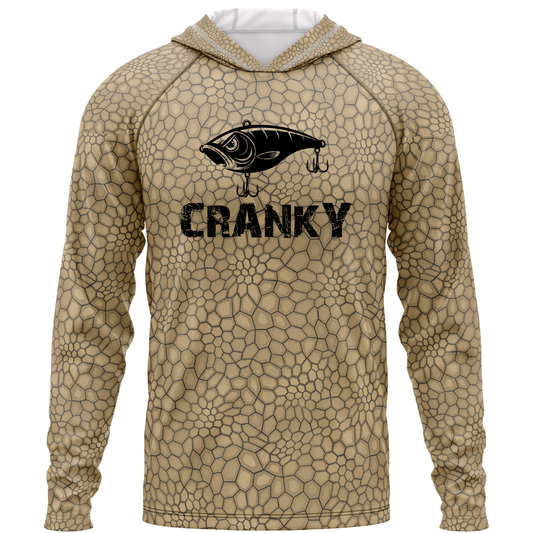 Cranky Crankbait SPF50 Performance Fishing Hoodie-Tan